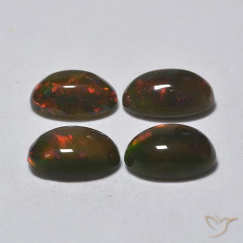Gemme di Opale nero Multicolore naturale da 1.32 ct, Ovale, Traslucido