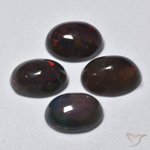 Gemme di Opale nero Multicolore naturale da 1.41 ct, Ovale, Traslucido