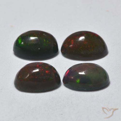Gemme di Opale nero Multicolore naturale da 1.41 ct, Ovale, Traslucido