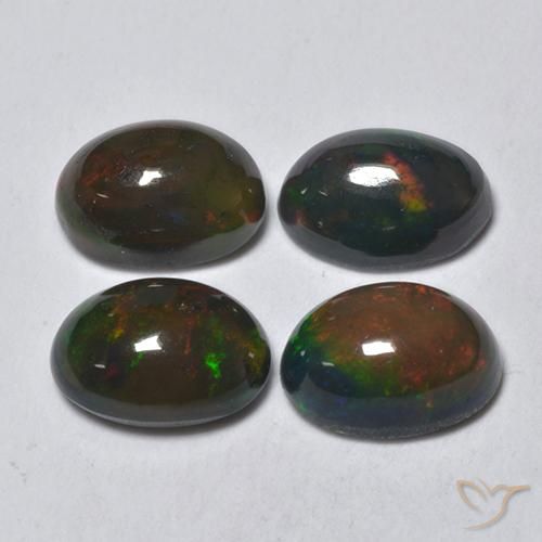 1.54ctw Naturale Multicolore Opale nero, Ovale, Traslucido