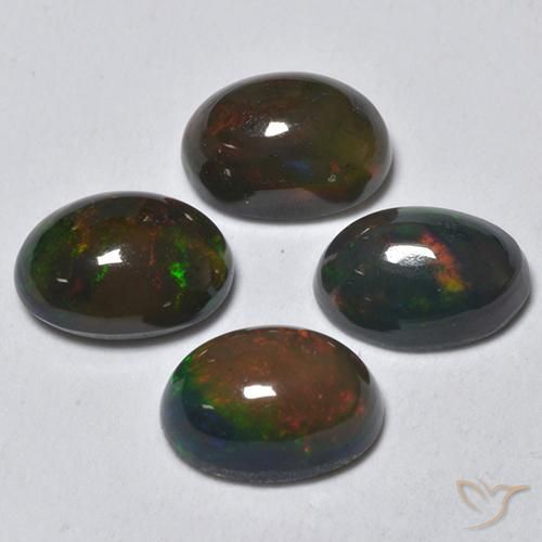 Gemme di Opale nero Multicolore naturale da 1.54 ct, Ovale, Traslucido