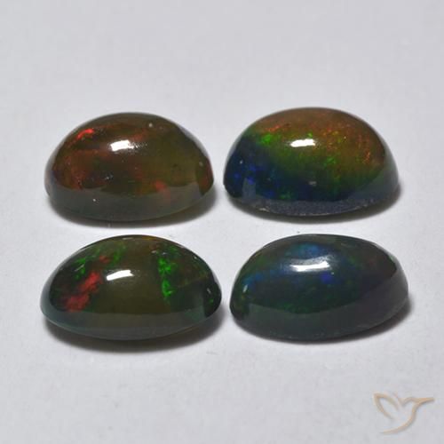 Gemme di Opale nero Multicolore naturale da 1.54 ct, Ovale, Traslucido