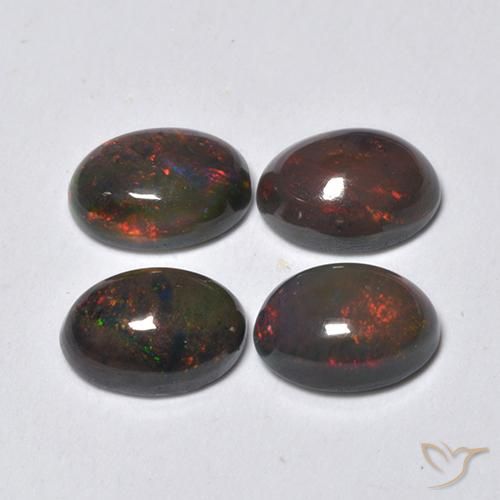 1.34ctw Naturale Multicolore Opale nero, Ovale, Traslucido