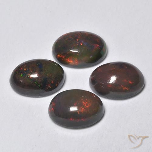 Gemme di Opale nero Multicolore naturale da 1.34 ct, Ovale, Traslucido