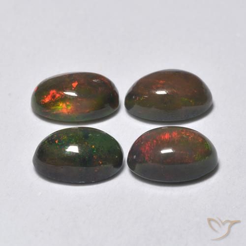 Gemme di Opale nero Multicolore naturale da 1.34 ct, Ovale, Traslucido