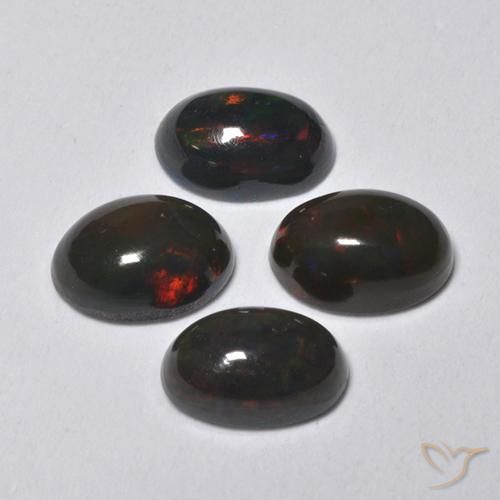 Gemme di Opale nero Multicolore naturale da 1.26 ct, Ovale, Traslucido