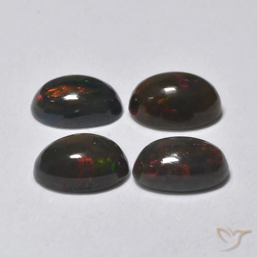 Gemme di Opale nero Multicolore naturale da 1.26 ct, Ovale, Traslucido
