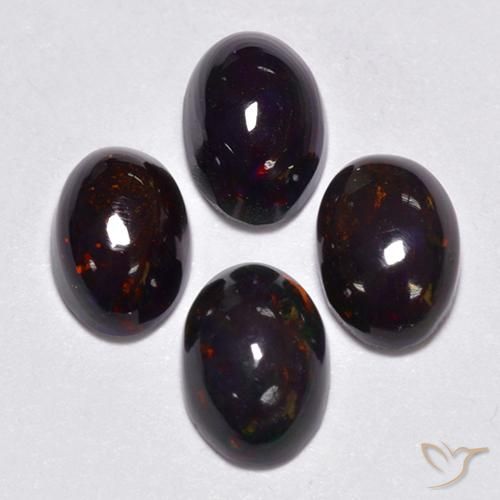 1.49ctw Naturale Multicolore Opale nero, Ovale, Traslucido