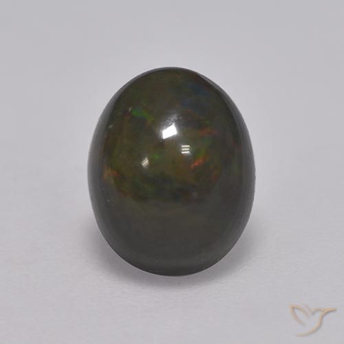 1.33ct Naturale Multicolore Opale nero, Ovale, Opaco