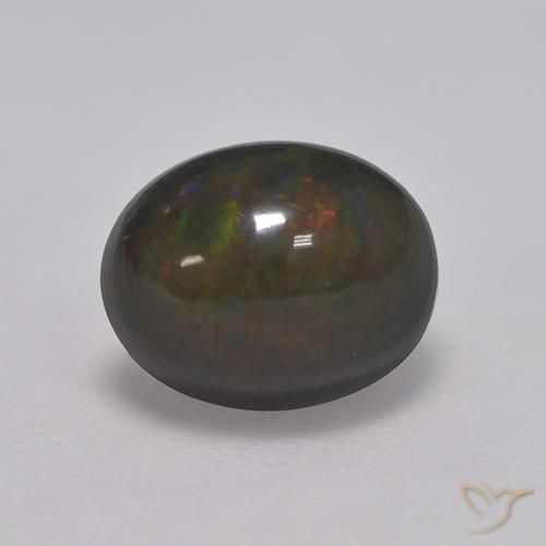Opale nero Multicolore naturale da 1.33 ct, Ovale, Opaco