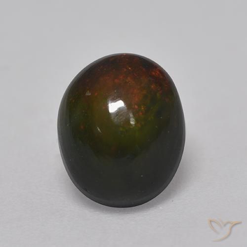1.37ct Naturale Multicolore Opale nero, Ovale, Opaco