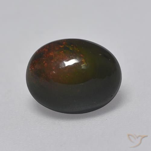 Opale nero Multicolore naturale da 1.37 ct, Ovale, Opaco