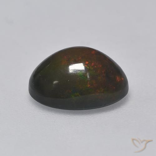 Opale nero Multicolore naturale da 1.37 ct, Ovale, Opaco