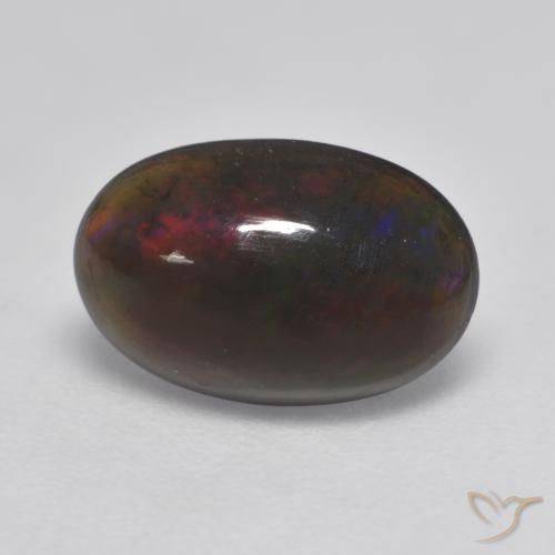 1.32ct Naturale Multicolore Opale nero, Ovale, Traslucido