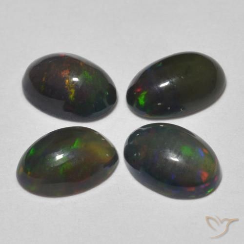Gemme di Opale nero Multicolore naturale da 1.10 ct, Ovale, Traslucido