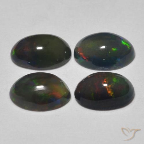 Gemme di Opale nero Multicolore naturale da 1.10 ct, Ovale, Traslucido