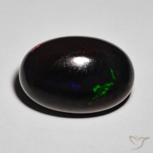 8.82ct Naturale Multicolore Opale nero, Ovale, Opaco
