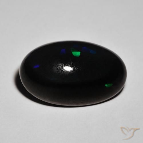8.74ct Naturale Multicolore Opale nero, Ovale, Opaco
