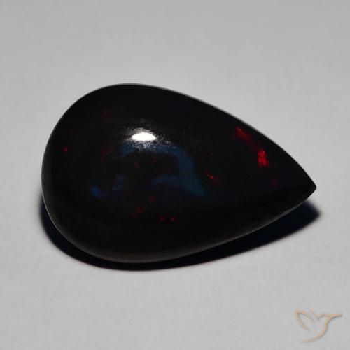 5.95ct Naturale Multicolore Opale nero, Forma a pera, Traslucido