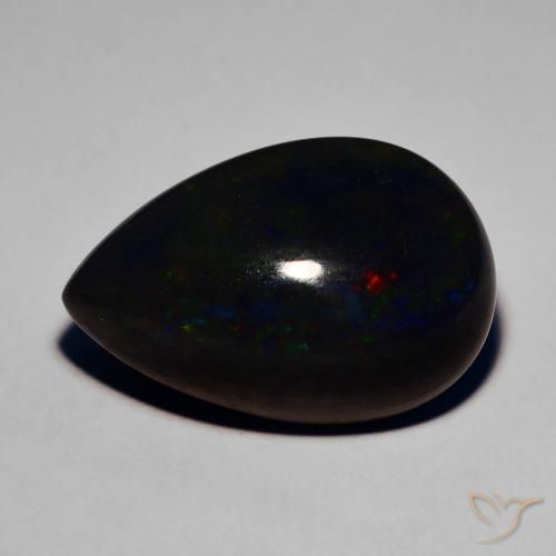 7.64ct Naturale Multicolore Opale nero, Forma a pera, Traslucido