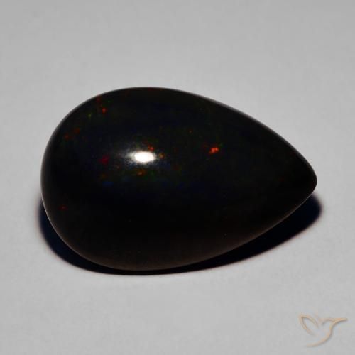 Opale nero Multicolore naturale da 7.64 ct, Forma a pera, Traslucido