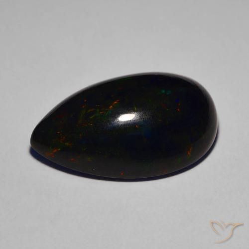Opale nero Multicolore naturale da 7.64 ct, Forma a pera, Traslucido