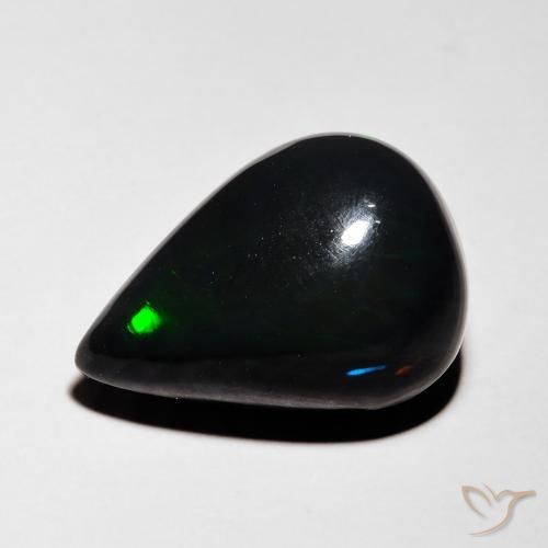 4.80ct Naturale Multicolore Opale nero, Forma a pera, Traslucido