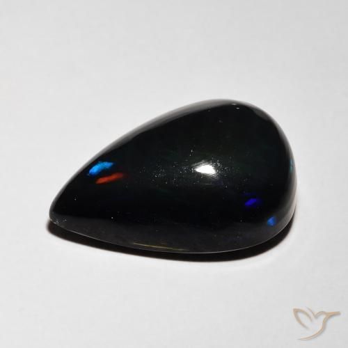 Opale nero Multicolore naturale da 4.80 ct, Forma a pera, Traslucido