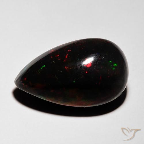 5.96ct Naturale Multicolore Opale nero, Forma a pera, Traslucido