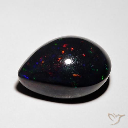 Opale nero Multicolore naturale da 5.36 ct, Forma a pera, Opaco