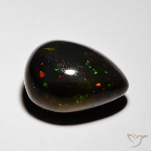 Opale nero Multicolore naturale da 5.08 ct, Forma a pera, Traslucido