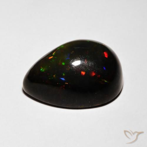Opale nero Multicolore naturale da 5.08 ct, Forma a pera, Traslucido
