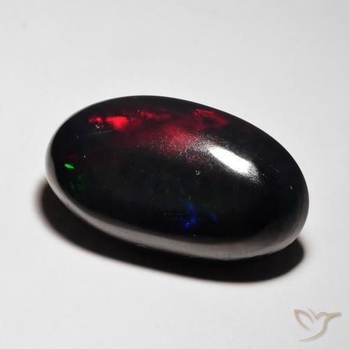 7.14ct Naturale Multicolore Opale nero, Ovale, Traslucido