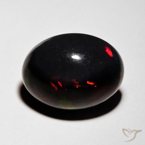 5.76ct Naturale Multicolore Opale nero, Ovale, Traslucido