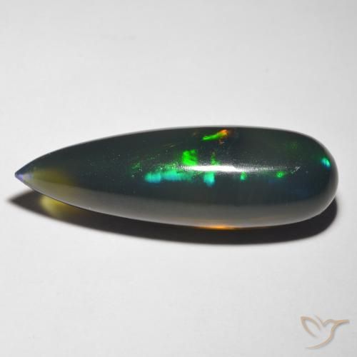 10.85ct Naturale Multicolore Opale nero, Forma a pera, Traslucido