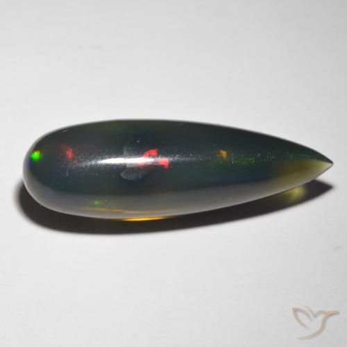 Opale nero Multicolore naturale da 10.85 ct, Forma a pera, Traslucido