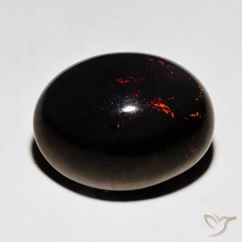 5.92ct Naturale Multicolore Opale nero, Ovale, Opaco