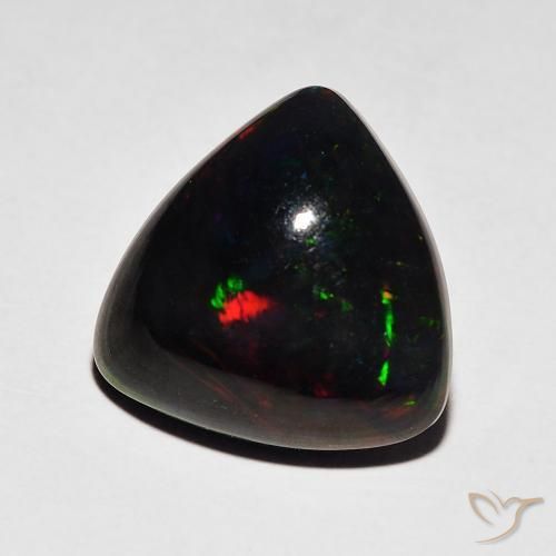 Opale nero Multicolore naturale da 4.06 ct, Taglio trillion, Opaco