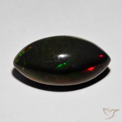 6.68ct Naturale Multicolore Opale nero, Taglio marquise, Opaco