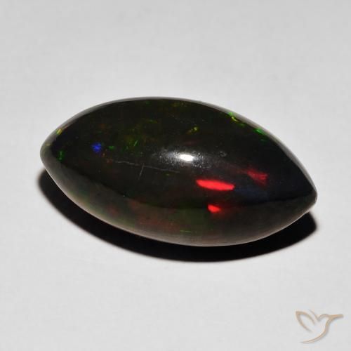 Opale nero Multicolore naturale da 6.68 ct, Taglio marquise, Opaco