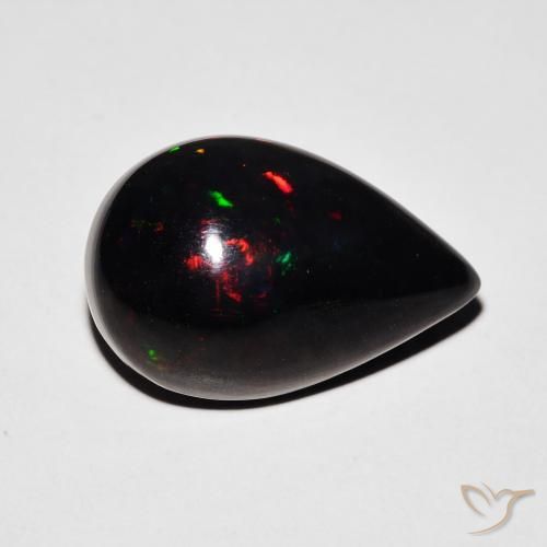 5.87ct Naturale Multicolore Opale nero, Forma a pera, Opaco