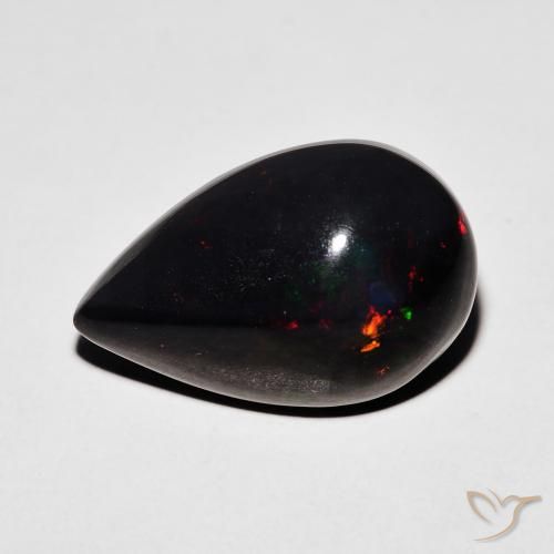 Opale nero Multicolore naturale da 5.87 ct, Forma a pera, Opaco
