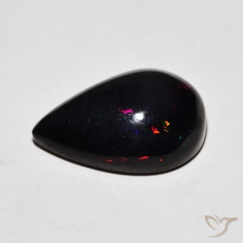 Opale nero Multicolore naturale da 5.87 ct, Forma a pera, Opaco