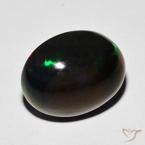 7.64ct Naturale Multicolore Opale nero, Ovale, Opaco