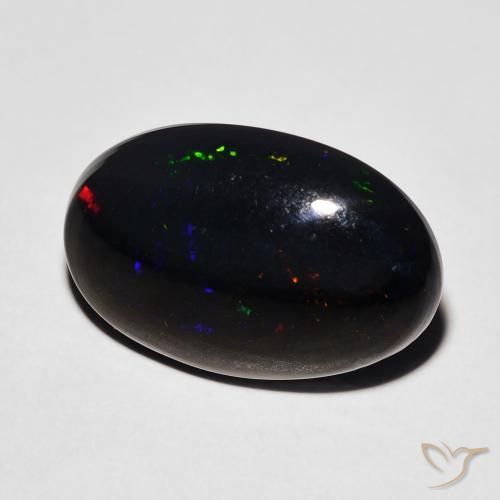 Opale nero Multicolore naturale da 4.61 ct, Ovale, Opaco