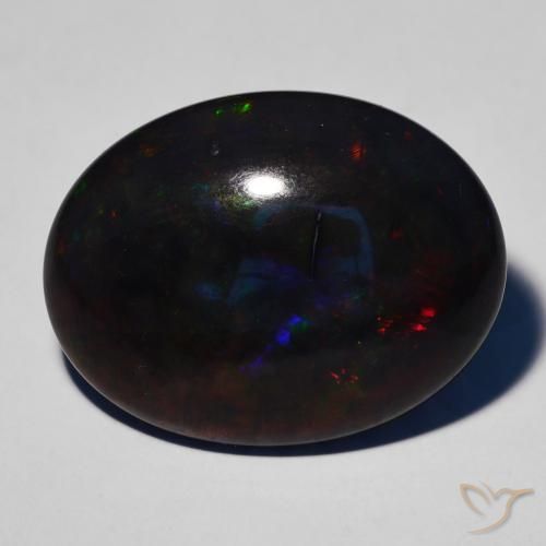 17.25ct Naturale Multicolore Opale nero, Ovale, Opaco