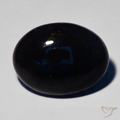 4.59ct Naturale Multicolore Opale nero, Ovale, Opaco