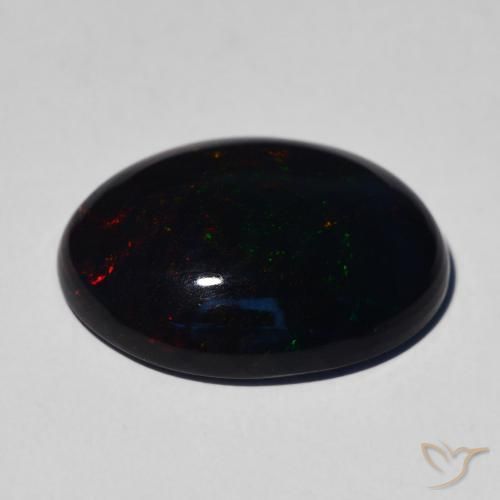 Opale nero Multicolore naturale da 4.59 ct, Ovale, Opaco