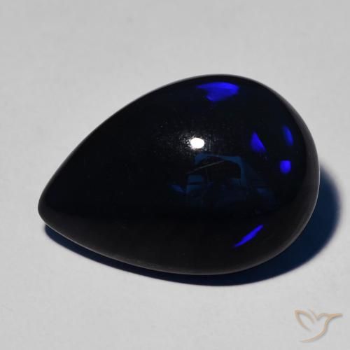 7.09ct Naturale Multicolore Opale nero, Forma a pera, Opaco