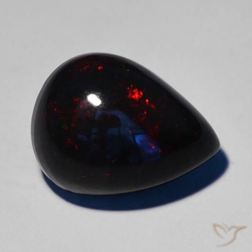 7.51ct Naturale Multicolore Opale nero, Forma a pera, Opaco